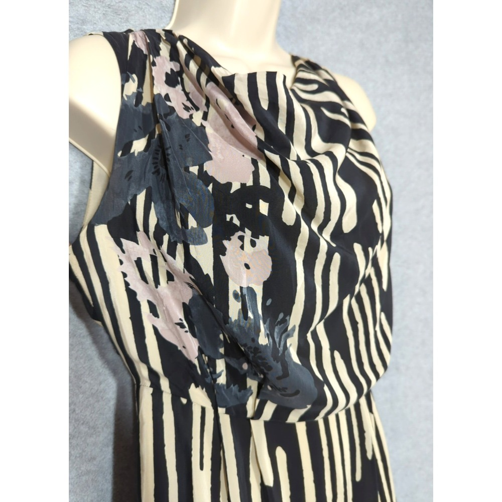 Noa Noa Silk Blend Maxi Dress XS Vintage Striped Lavender Flowers Easy Elegance